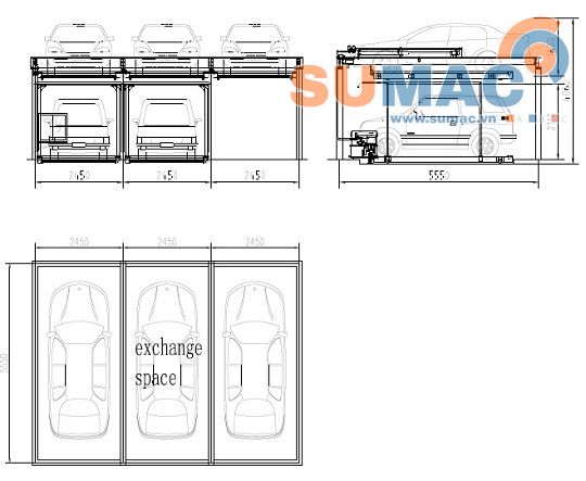 Bãi đỗ xe oto 2 tầng - Vertical horizontal pareking systm