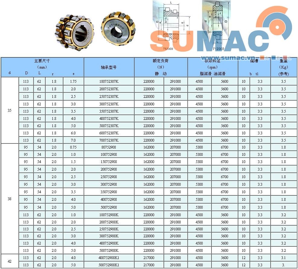 thông số Vòng bi 100752908