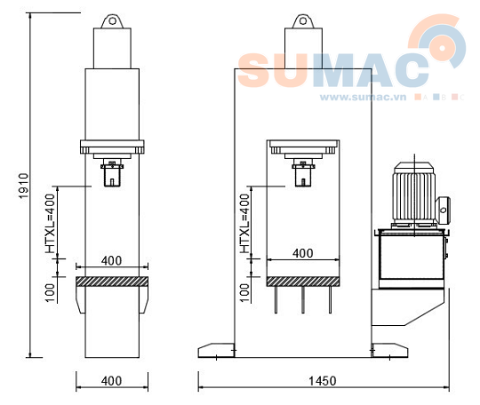 máy ép thủy lực chữ H khung kín 50 tấn