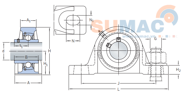 kích thước gối đỡ trục UCP213