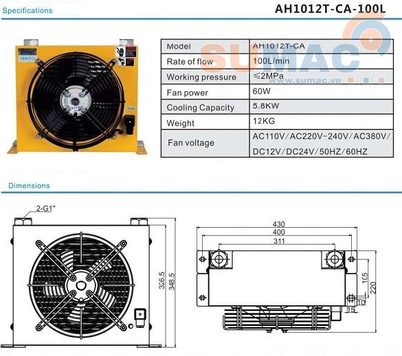 THÔNG SỐ KỸ THUẬT QUẠT MÁT DÀU AH1012T-CA