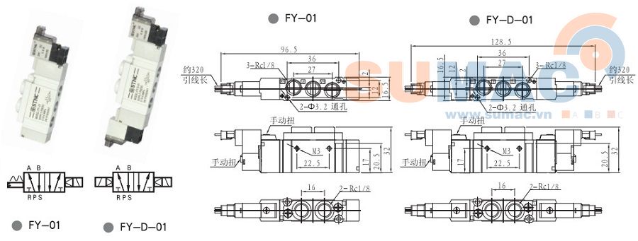 THÔNG SỐ KỸ THUẬT VAN ĐIỆN TỪ KHÍ NÉN FY-01, FY-D-01