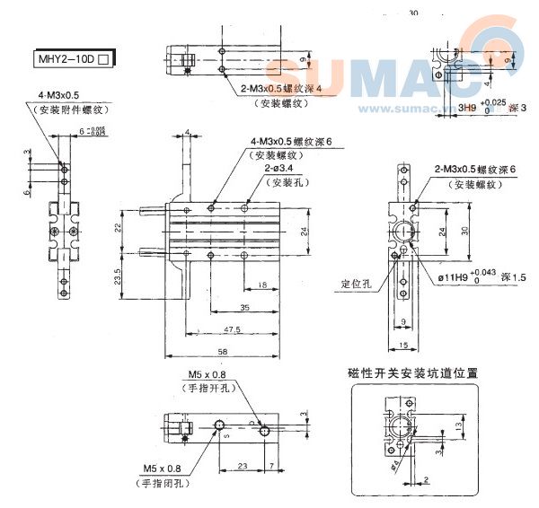 xi lanh kẹp MHY2 10D