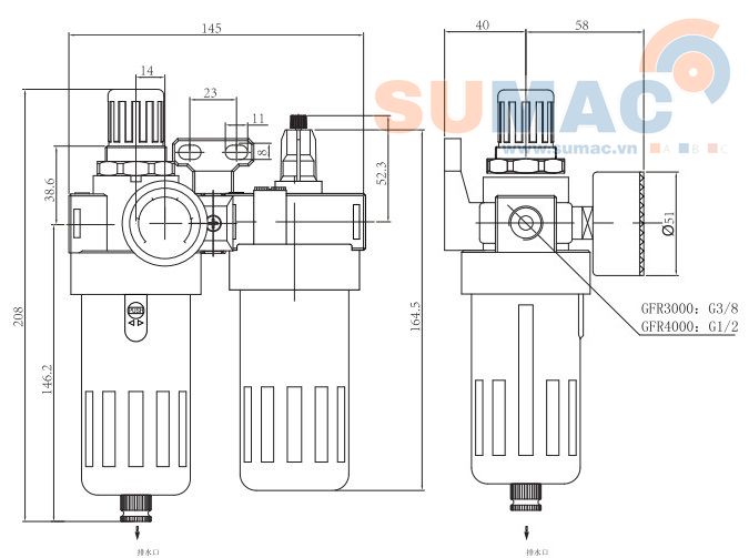 thông số kỹ thuật bộ lọc khí nén GFR3000 GFR4000