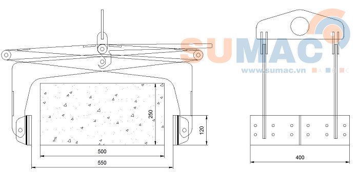 kích thước kẹp nâng tấm bê tông 500 kg