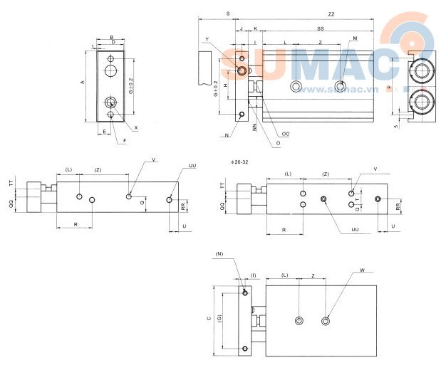 kích thước xi lanh CXSM