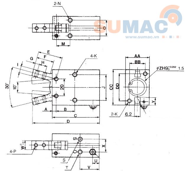 thông số kỹ thuật xi lanh tay kpej MHC2