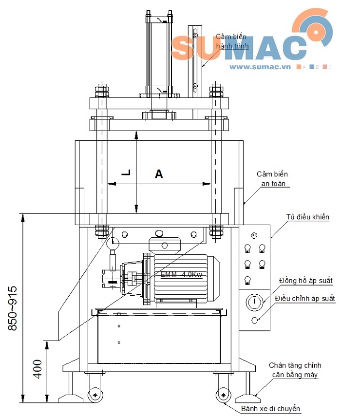 thông số máy ép 4 trụ 5 tấn