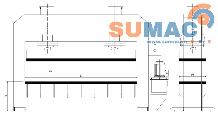 thông số kỹ thuật máy ép thủy lực chữ H khung kín 200 tấn