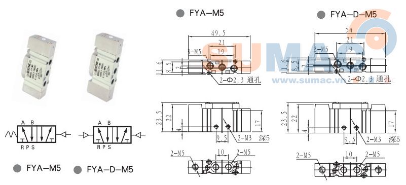 THÔNG SỐ KỸ THUẬT VAN ĐIỆN TỪ KHÍ NÉN FYA-M5, FYA-D-M5