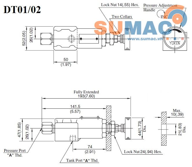 thông số kích thước van thủy lực DT