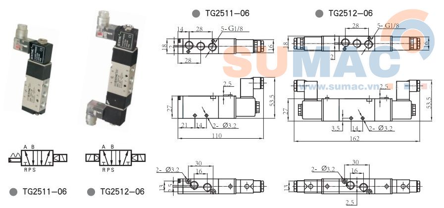 van điện tử khí nén TG2511-06, TG2522-06