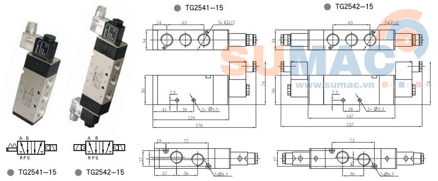 van điện từ khí nén TG2541-15, TG2542-15