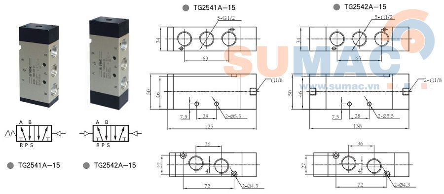 van điện từ khí nén TG2541A-15, TG2542A-15