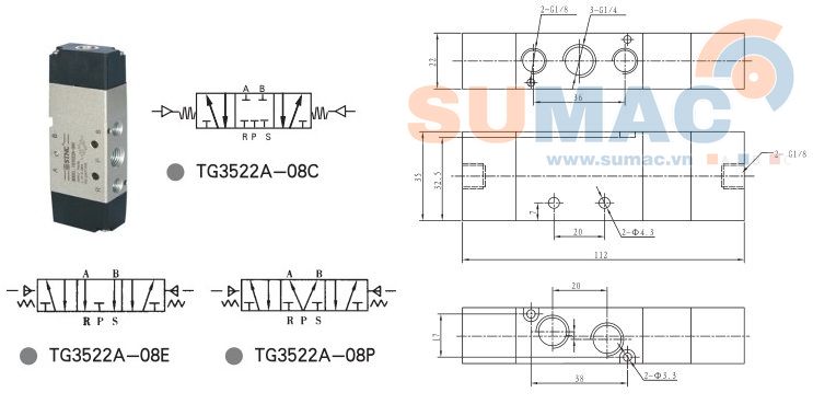 van điện từ khí nén TG3522A-08C