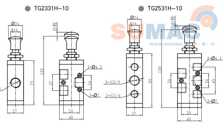 THÔNG SỐ KỸ THUẬT VAN GẠT TAY KHÍ NÉN TG2331H-10, TG2531H-10