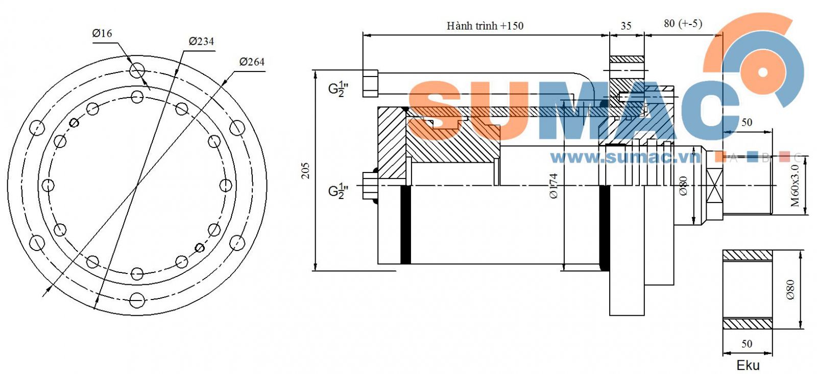 bản vẽ xy lanh 30 tấn