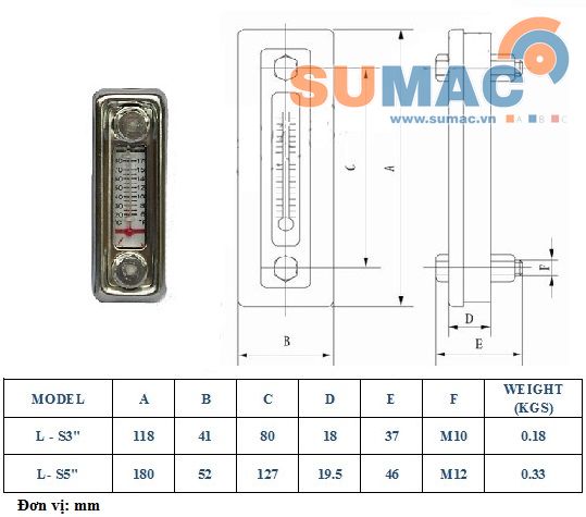 Kích thước thước thăm dầu LS3, LS5