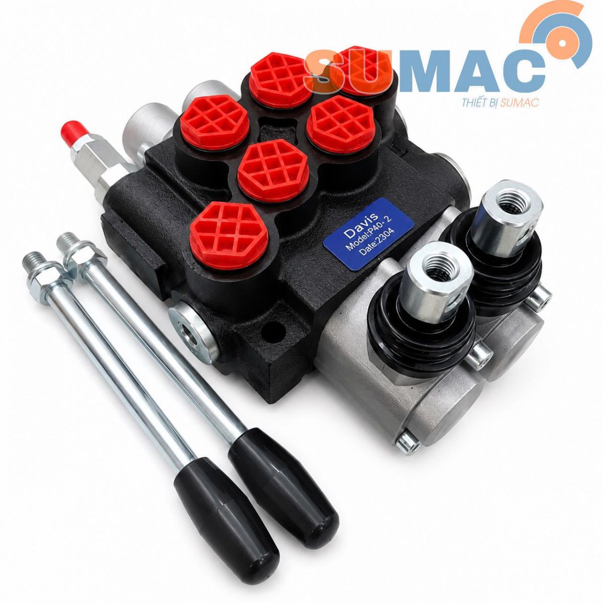 Van Thủy Lực P40-2 Chính Hãng – Van Gạt Tay 2 Cần, Lưu Lượng 40L/Phút, Ren 1/2"